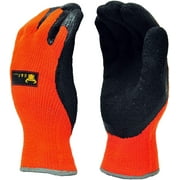 G & F Cold Weather Outdoor Gloves Micro Foams Latex Double Coated, 12 Pair, Color Orange Medium