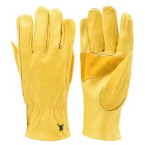 G & F Cowhide Leathers Gloves 6203, Reinforced Patch Palm, Unisex Yellow Garden Work L 3 Pairs