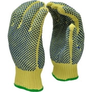 G & F Cut-Resistant 100 Percent Kevlar Gloves with PVC Dots on Both Sides, Color Yellow, Size Large, 1 Pair