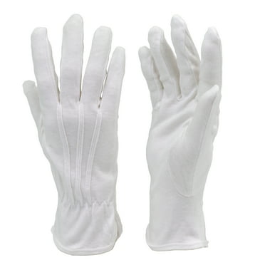 G & F Dress Gloves 100% Premium White Cotton Marching Band Finger Gloves, 1 Pair, Medium, Unisex