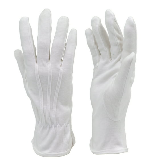 G & F Dress Gloves 100% Premium White Cotton Marching Band Gloves, 1 Pair, Medium