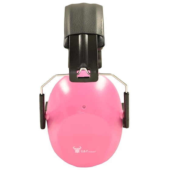 G & F Products Ears Protection, Low Profile Passive Folding Slim Earmuff, Pink