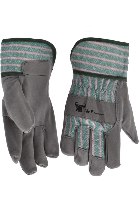 Garden Gloves Men's Large Brown Solid Print Waterproof Cowhide Leather Gardening Gloves with Safety Cuff