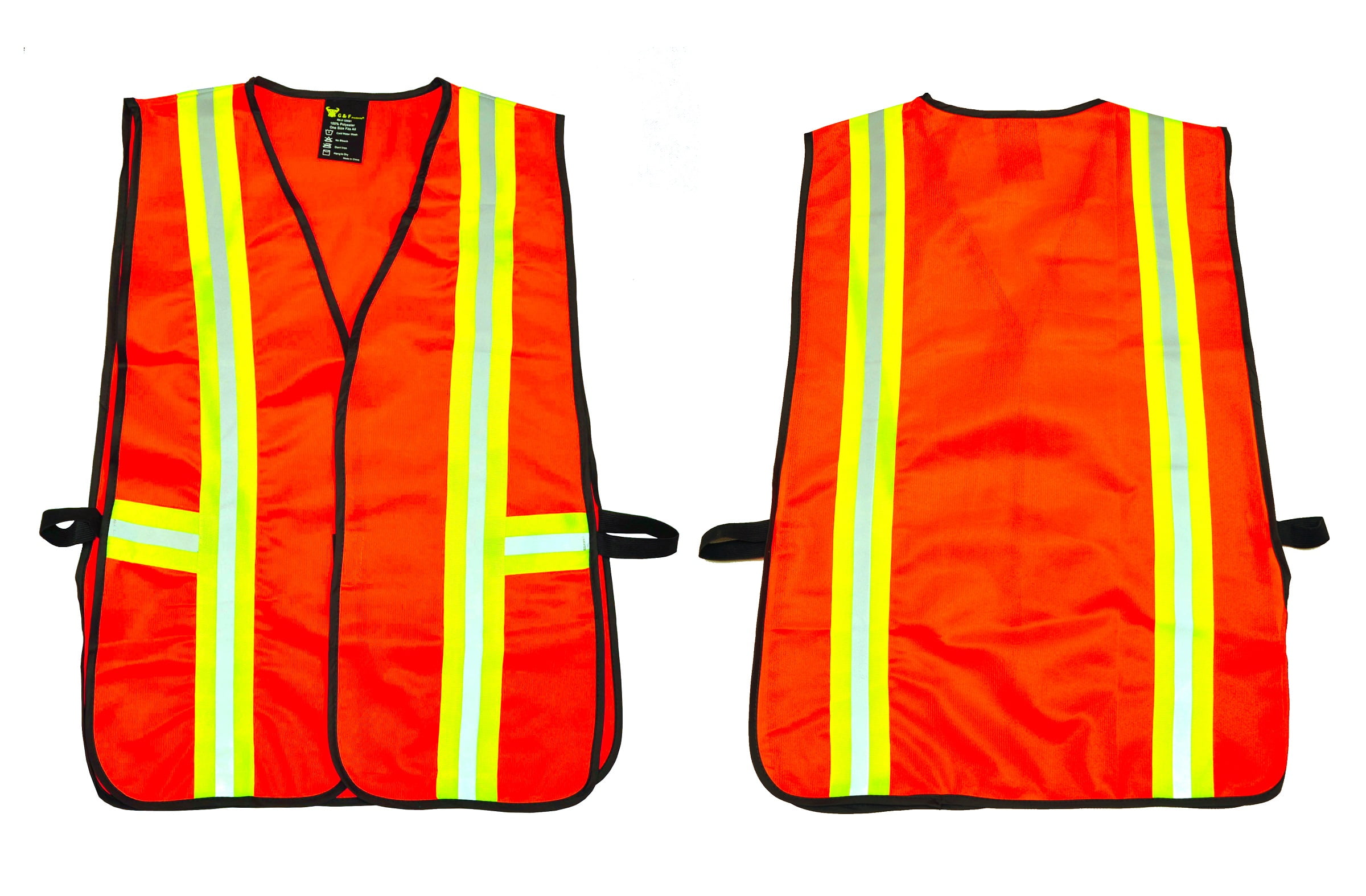 G F Industrial Safety Vest with Reflective Strips Neon Orange Dimensions 12 x 5 x 5 Inches
