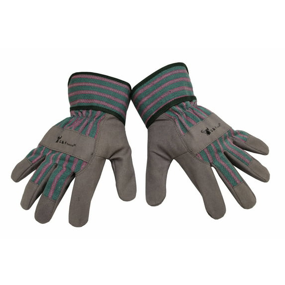 G & F JustForKids Synthetic Leather Kids Garden Gloves, Kids Work Gloves, Material Leather, Grey
