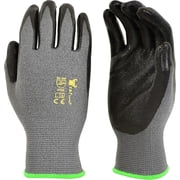G & F Knit Nylon Gloves 1519, Micro Form Nitrile Grip, 12 Pairs, Size Large
