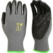 G & F Knit Nylon Gloves 1519, Micro Form Nitrile Grip, 12 Pairs, Size Large