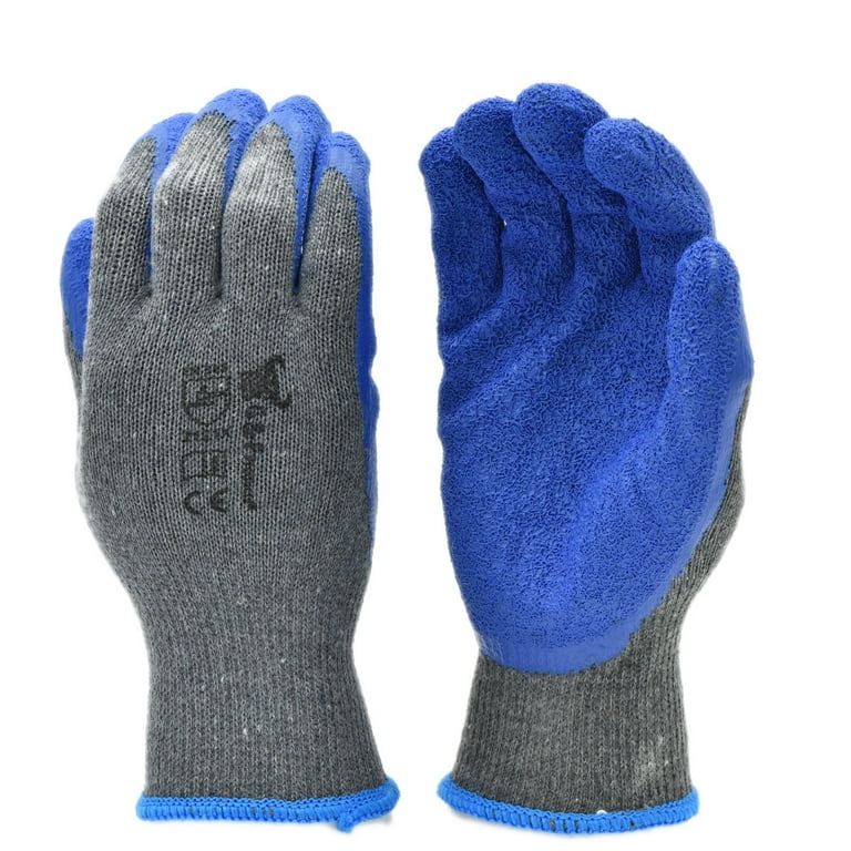G & F 3100L-DZ Knit Work Gloves, Textured Rubber Latex Coated for Construction, 12-Pairs, Men's Large