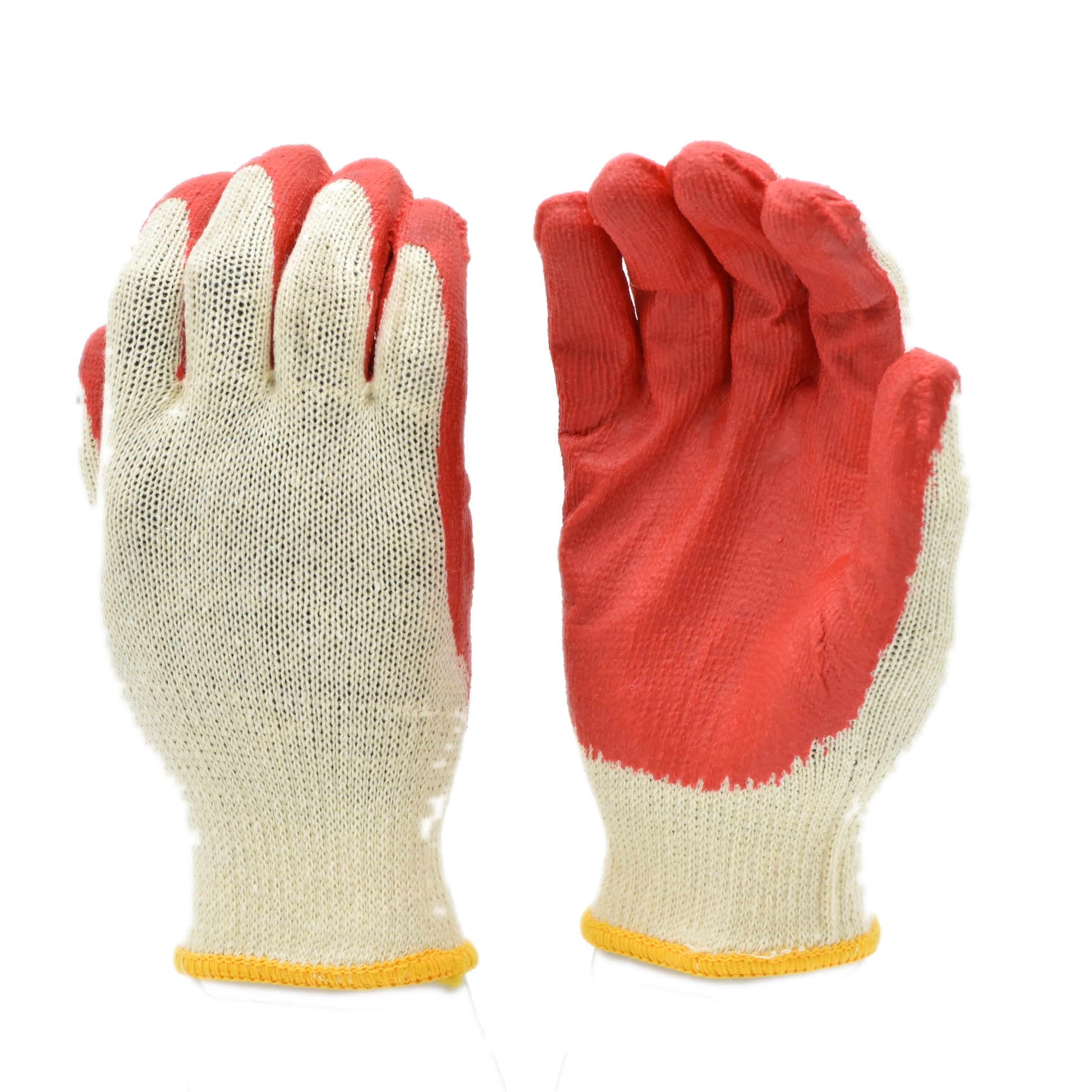 Large Red Latex Dipped Knit Work Gloves, 10 Pairs