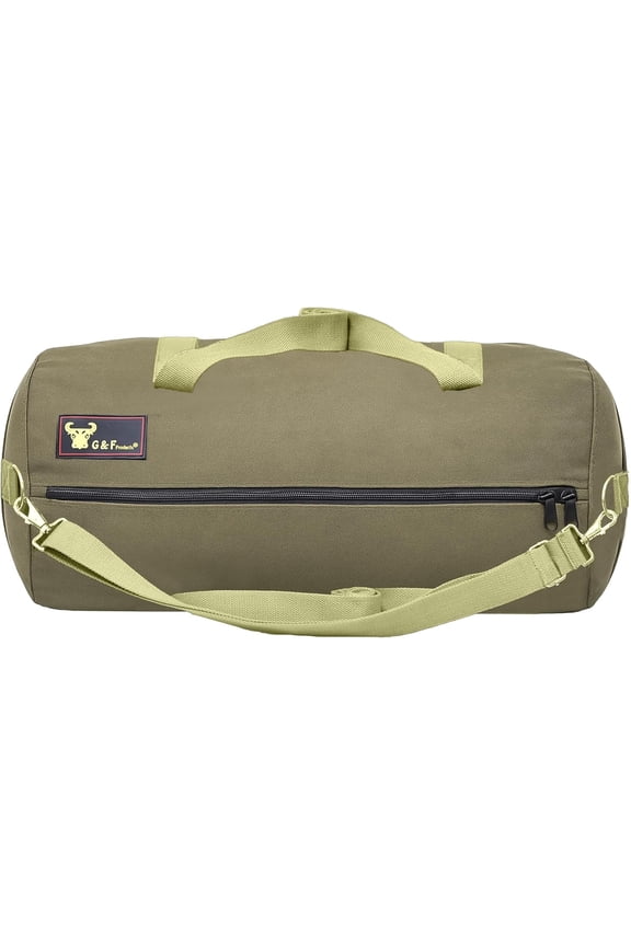 G & F Military Style Duffel Bag, Heavy Duty Water-Resistant Canvas Travel Bag with Adjustable Shoulder Strap, Olive Green