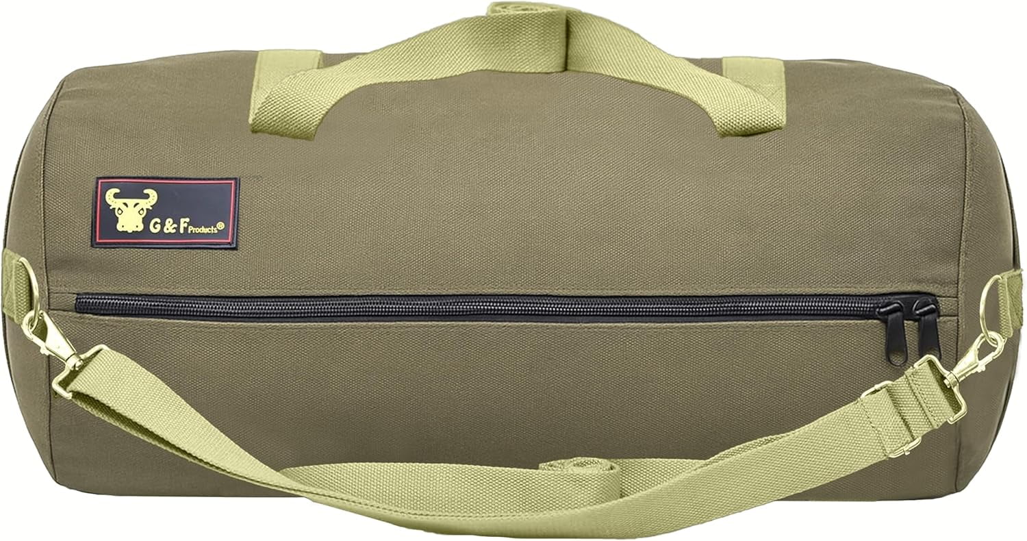 G F Military Style Duffle Bag, Heavy Duty Water-Resistant Canvas