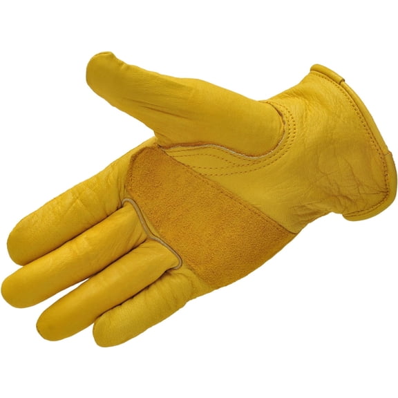 G & F Premium Genuine Grain Cowhide Leather Work Gloves with Reinforced Patch Palm, 3 Pairs, x-Large