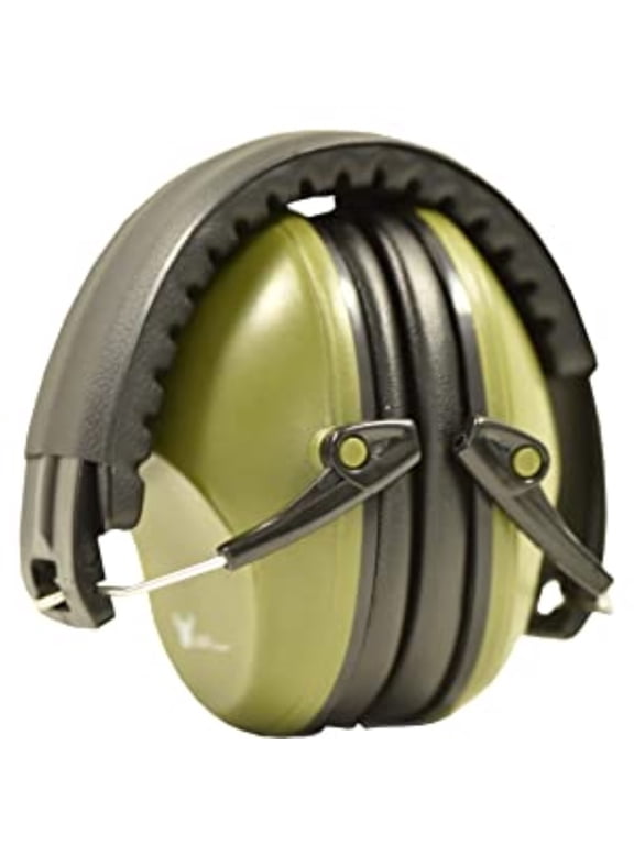 Protective Ear Muffs Low Profile Passive Folding Slim Noise-Canceling NRR 26 Green 1 Pack One Size