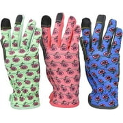G & F Products 3 Pair Value Pack Women All Purpose gardening Gloves assorted colors flower pattern touchscreen feature