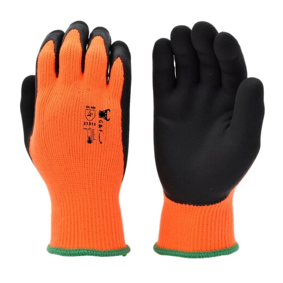 G & F Winter Work Gloves, Insulated Cold Weather Gloves, Micro-Foam Double-Coated Non-Slip Grip, Thermal Warm Gloves for Construction, Gardening & Outdoor Work, Large