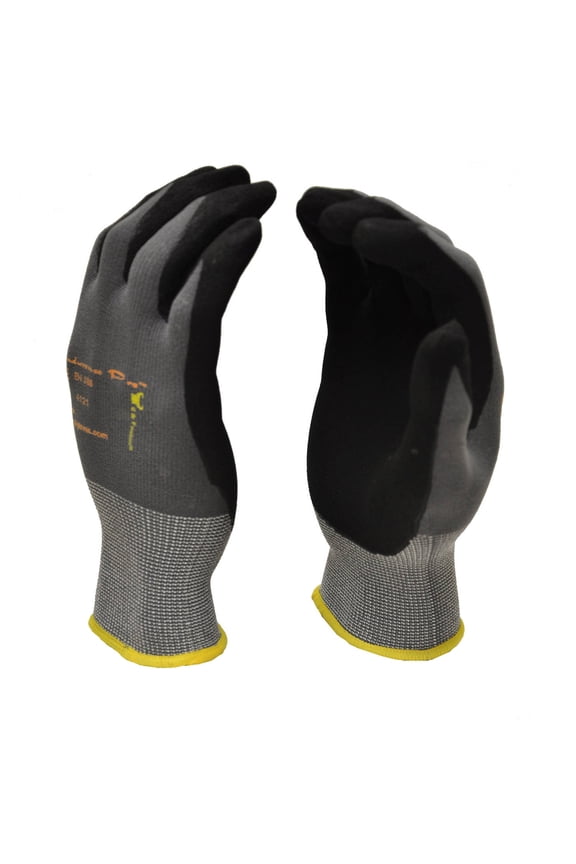 Endurance Pro Seamless Knit Nylon Gloves with Micro Form Nitrile Grip, Medium, Black