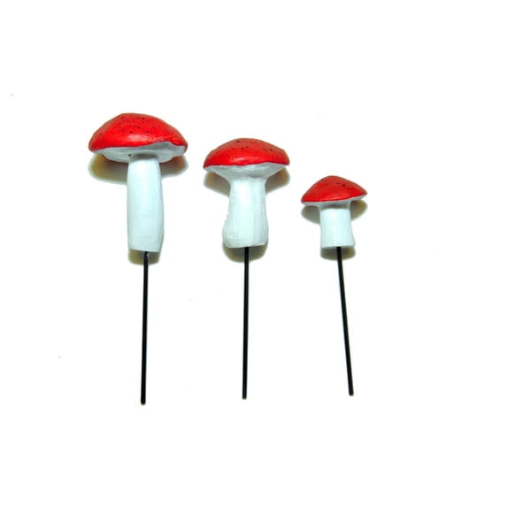 G & F Products Fairy Garden Miniature Metal Mushrooms 10025 Minigarden, 3 Pieces