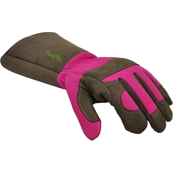 G & F Products Florist Pro Long Sleeve Rose Gardening Gloves, 3 Pairs, Thorn-Resistant Pruning Gauntlet Gloves with Forearm Protection, Women's Large, Pink