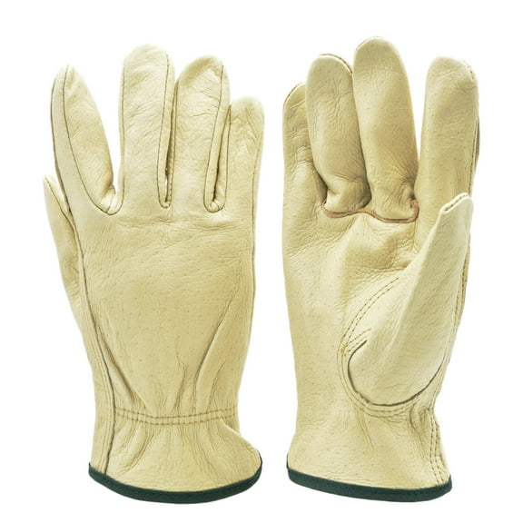 G & F Products Gloves Full Grain 2002MFBA, Leather Gloves, Unisex 3 Pairs, Size Medium