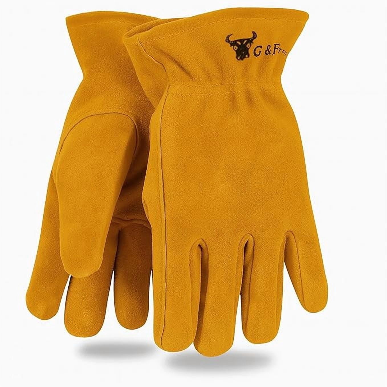 G & F Products Kids’ Leather Work Gloves, Keystone Thumb, Size Medium, Brown, Ages 2–4 Years, 1 Pair
