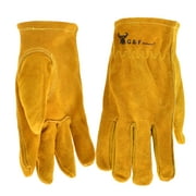 G & F Products Kids Leather Work Gloves, Keystone Thumb, Size M Brown count 1 Pair Per Pack