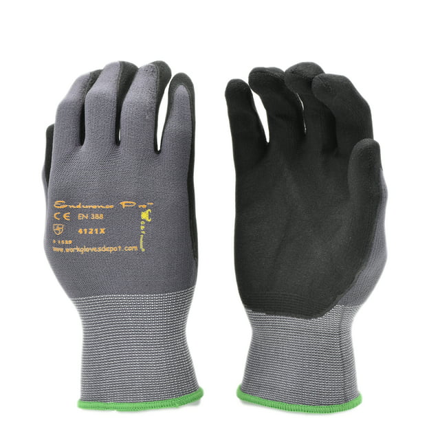 G & F Products Knit Nylon Gloves 1529L-12, Micro Form Nitrile Grip, 12 Pack, Large