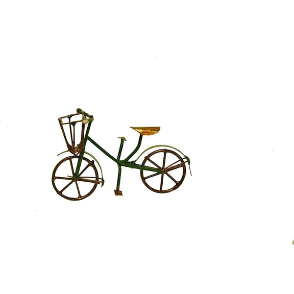 G & F Miniature Metal Bicycle for Fairy Garden & Dollhouse Decor, Green