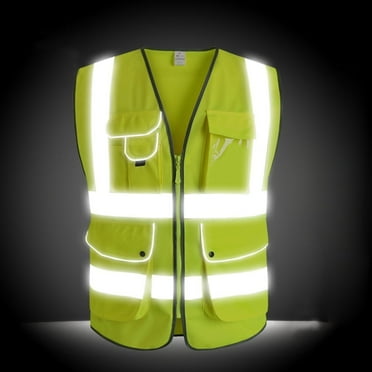 G & F Products Safety Vest Front Zipper with Reflective Strips, Yellow, Large, 1 Pack, Weight 8.4 oz