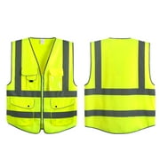 G & F Products Safety Vest Multiple Pockets Reflective Strips, Medium ‎Yellow Ansi Ii