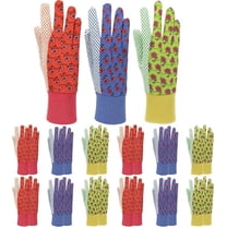 G & F Products Women Gardening Gloves, Soft Cotton Jersey, PVC Dot Grip, Floral Print 12 Pair