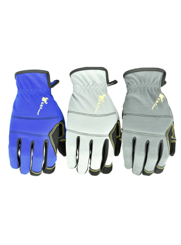 G & F Products Work Gloves High Performance Gloves Assorted Colors, 3 Pair, Size Large