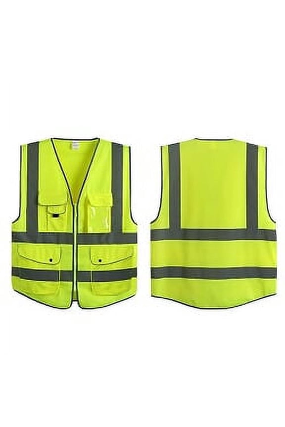 G & F High Visibility Safety Vest, Reflective Class 2 Construction Work Vest with Zipper Front, Hi-Vis Yellow, X-Large, ANSI/ISEA 107
