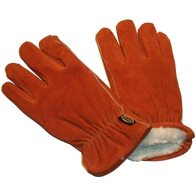 G & F Winter Work Gloves, 3 Sued Cowhide Leather, Excellent Grip, 3 Pairs, Gender Unisex, Size Large