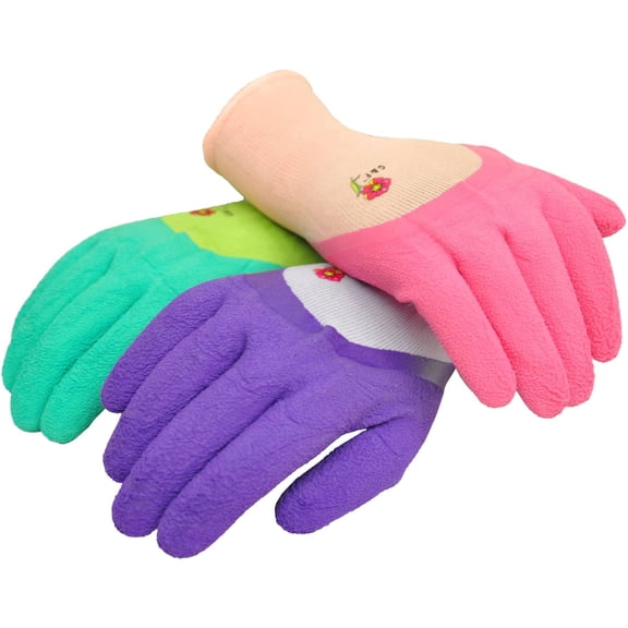 G & F Women's Gardening Gloves, Waterproof Micro-Foam Latex Coated Garden Gloves with Texture Grip, Green, 3 Pairs
