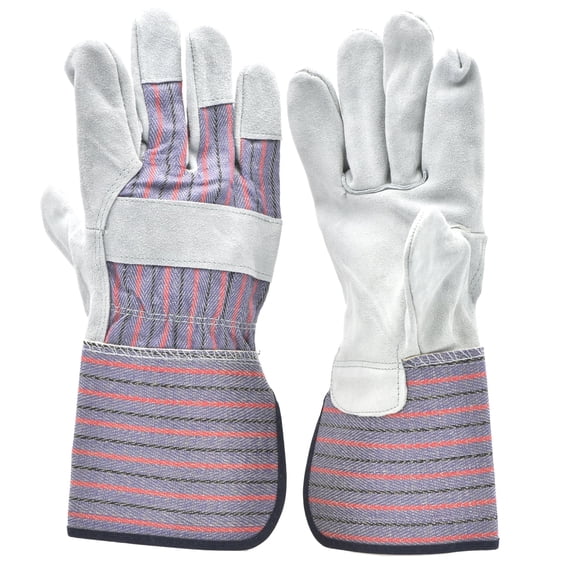 G & F Products Safety Cuff Leather Cleaning Gloves, Pair, Gray, 5 Count Large