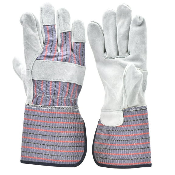 G & F Work Gloves 5025L-5 Premium Suede Leather Gloves, Safety Cuff, 5 Pack, Size Large