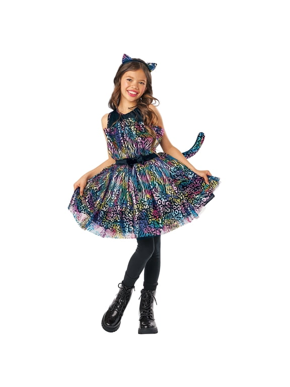 Fluffy Kitty Halloween Costume for Children, Girls' Size S (6/6X), by Way to Celebrate