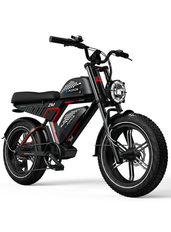 G-FORCE ZM 48V Electric Dirt Bike,750W Electric Motorcycle - Electric Bike for Adults up to 20MPH & 80 Miles Long-Range, Shimano 7-Speed Ebike