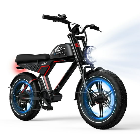 G-FORCE ZM 48V Electric Dirt Bike,750W Electric Motorcycle - Electric Bike for Adults up to 20MPH & 80 Miles Long-Range, Shimano 7-Speed Ebike
