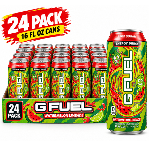 G FUEL Energy Drink, Zero Sugar, Watermelon Limeade, 16 fl oz, 24 Pack