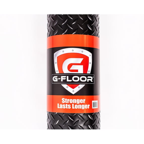 G-Floor 7'6" x 17' Diamond Tread Vinyl Garage Flooring Cover - Midnight Black