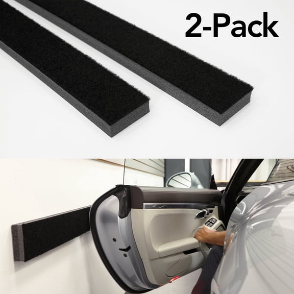 G-Floor Garage Wall Car Door Protector 1.375" Thick with Adhesive Strip Black 2 Pack 36" x 4"