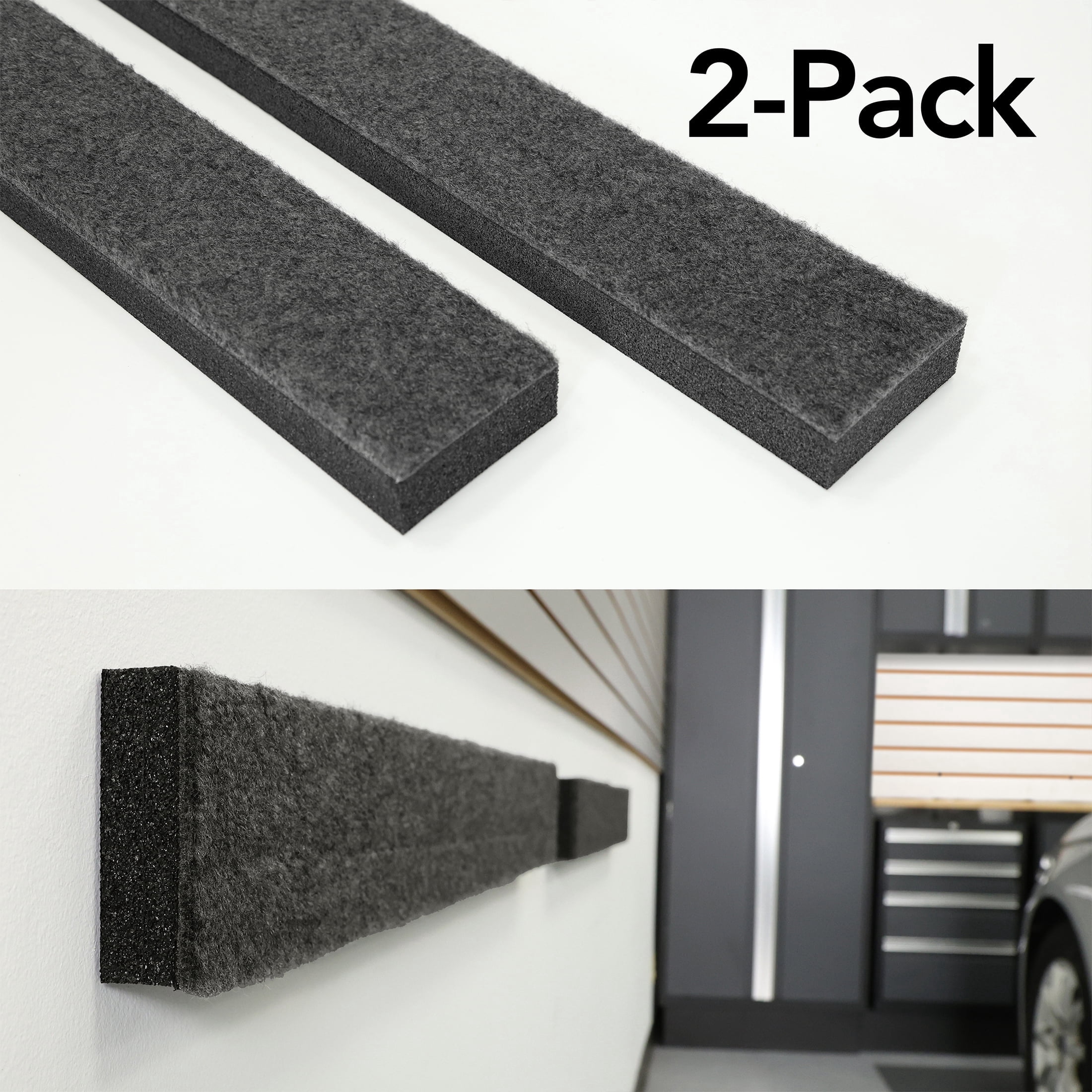 G-Floor Garage Wall Car Door Protector with Adhesive Strip 1.375" Thick Charcoal 2 Pack 36" x 4"