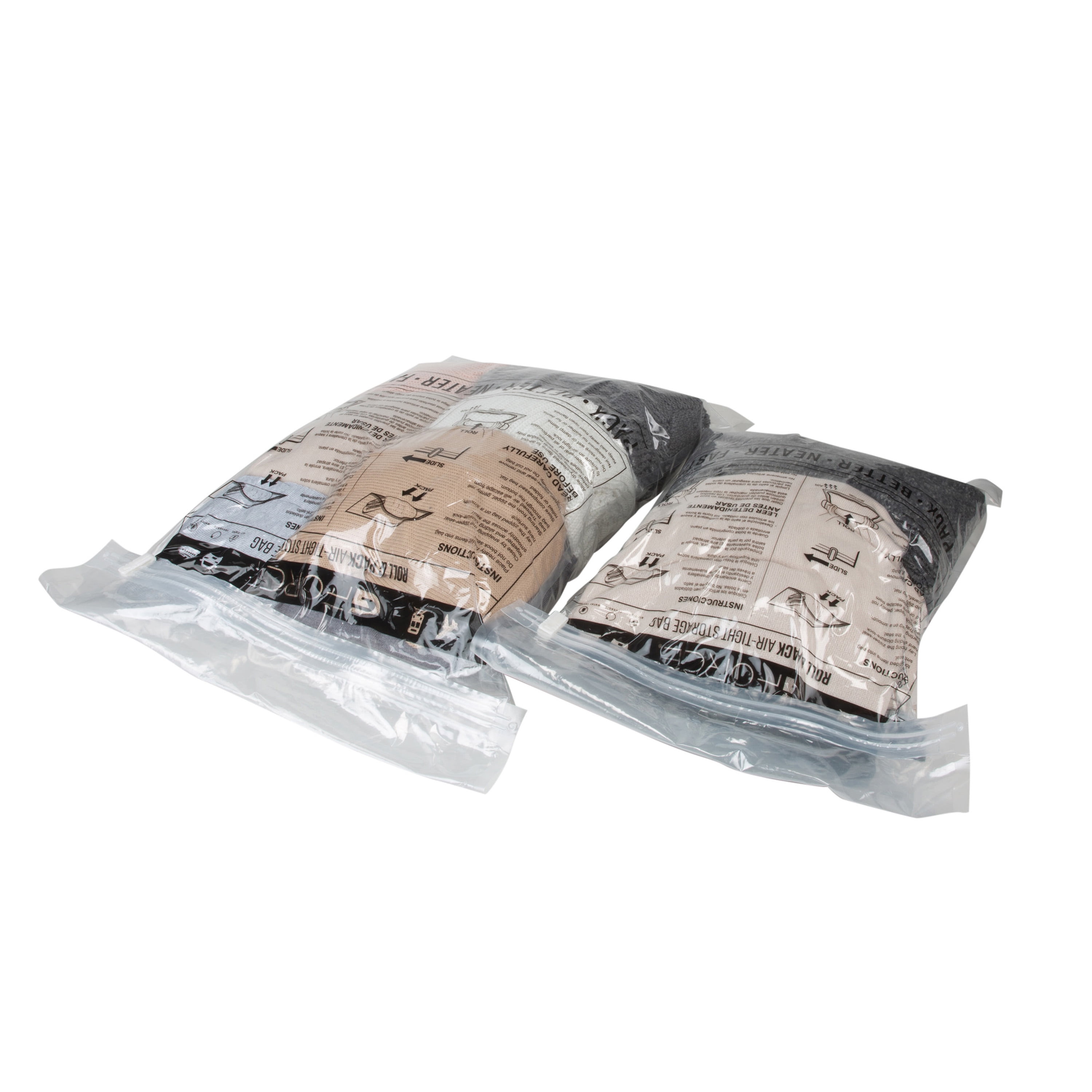 G-Force 2 Pack Roll N Stow Plastic Airtight Travel Packing Bags in Clear