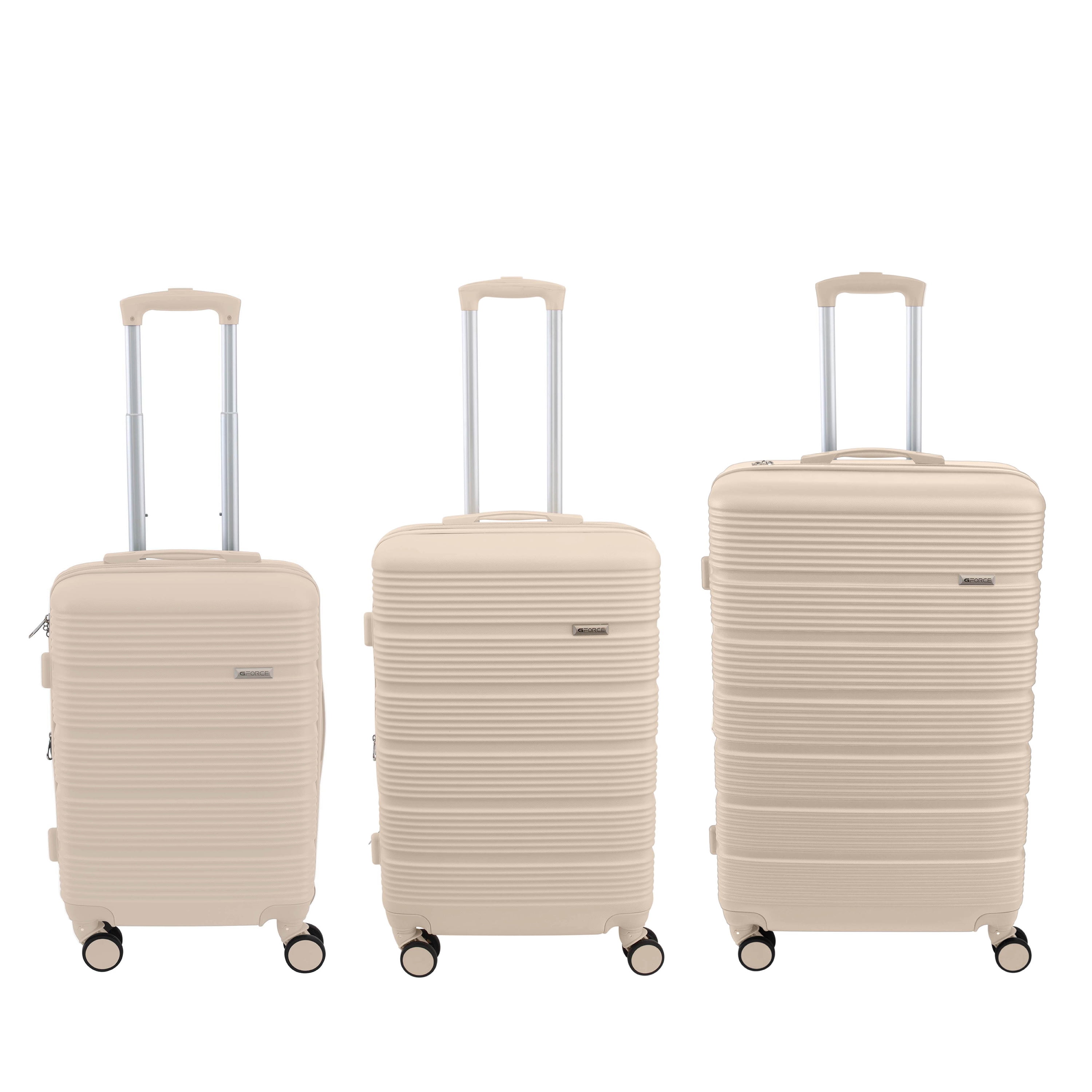 G Force 3 Piece Expandable Rolling Luggage Set in Ivory