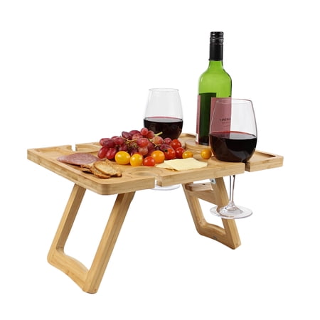 G Francis 17x12.6in Portable Picnic Table Foldable Wine Table Charcuterie Board