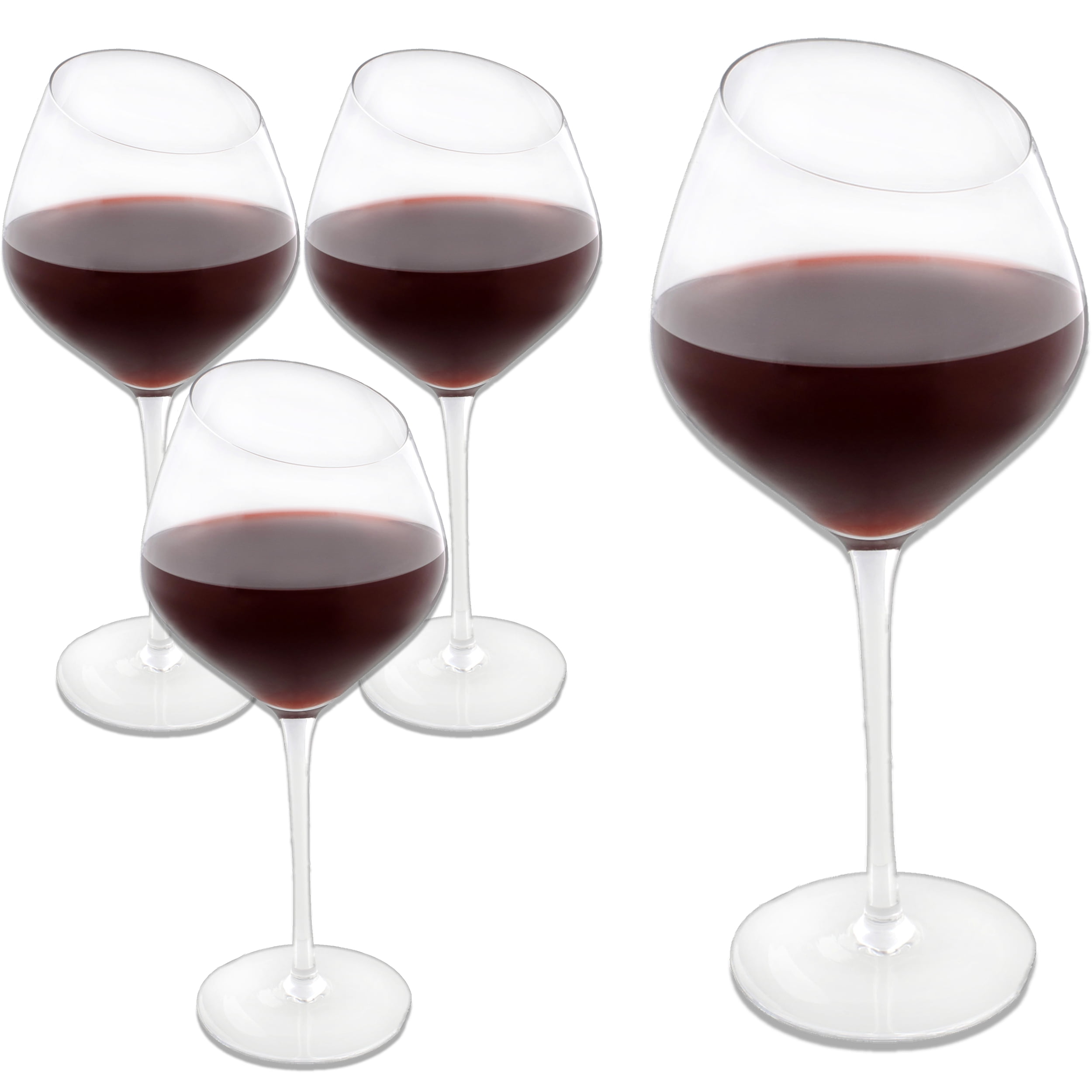 G Francis Large 'Red Wine' Glasses Set of 4 - Slant Rim Wine Glass with Stem