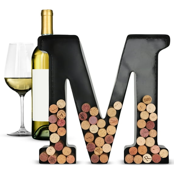 G Francis M-Shaped Letter Wine Cork Holder Decor Metal Container for Wine Corks
