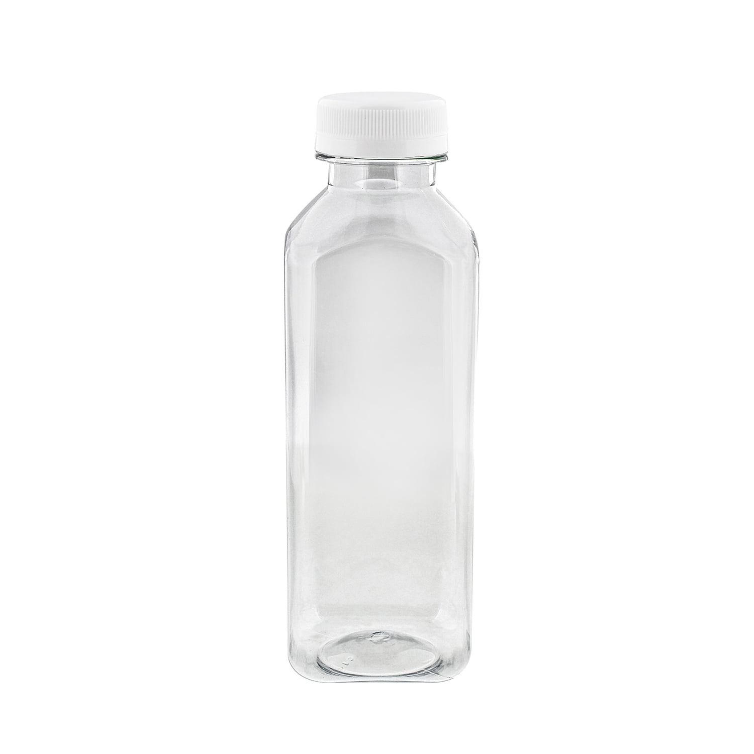 16oz Stout Glass Bottles - Flint Glass w/ Black Plastic Lids - 12