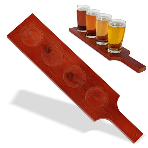 G Francis Whiskey Flight Board - 4 Slot Sample Wooden Beer or Bourbon Paddle